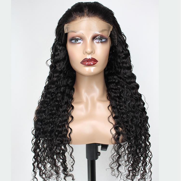 180% Density Full 4x4 Transparent Lace Front Jerry Curl Human Hair Wig