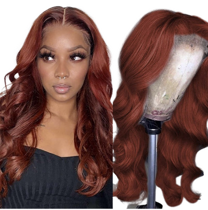 #27 Straight 13x1x4 T part Lace 4x4 Closure wigs Body Wave #33 Transpa