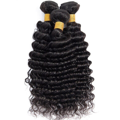 10A Grade 3/4 Deep Wave Human Hair bundles with 4x4 Closures & 13x4 Fr