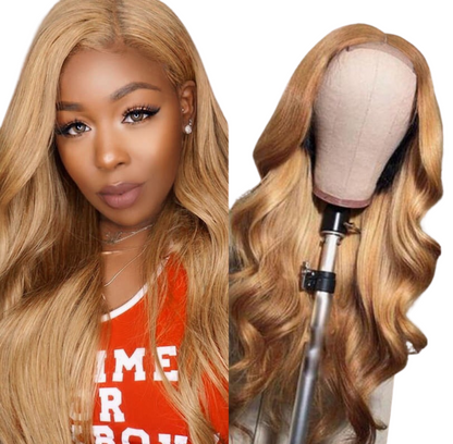 #27 Straight 13x1x4 T part Lace 4x4 Closure wigs Body Wave #33 Transpa