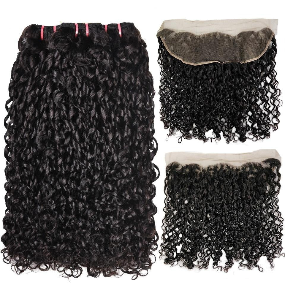 10A Grade Brazilian Pissy Curly Fumi Human Hair 3/4  Bundles With 4x4