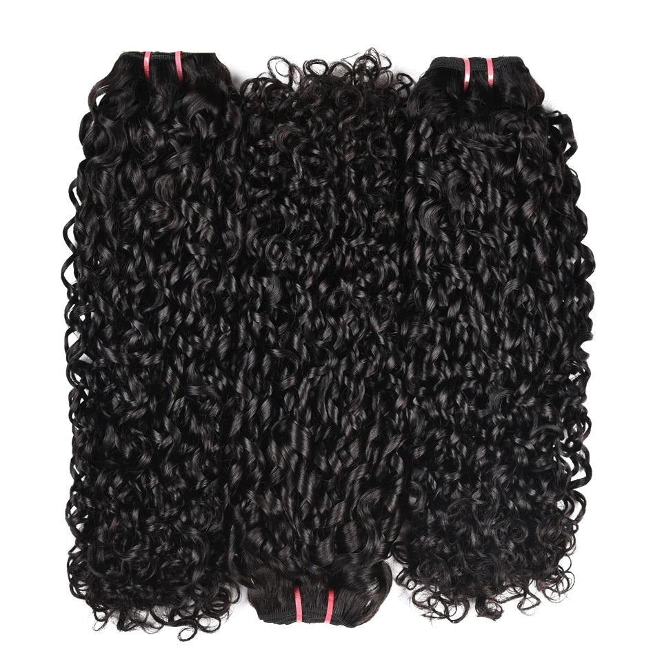 10A Grade Brazilian Pissy Curly Fumi Human Hair 3/4  Bundles With 4x4