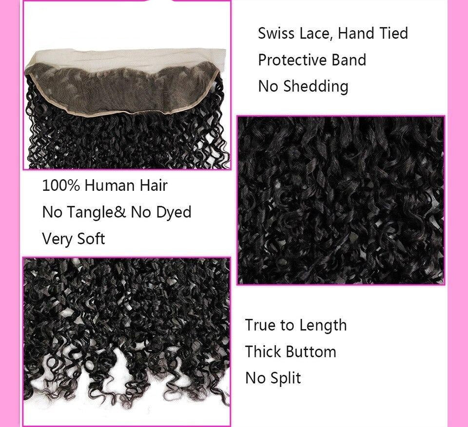 10A Grade Brazilian Pissy Curly Fumi Human Hair 3/4  Bundles With 4x4