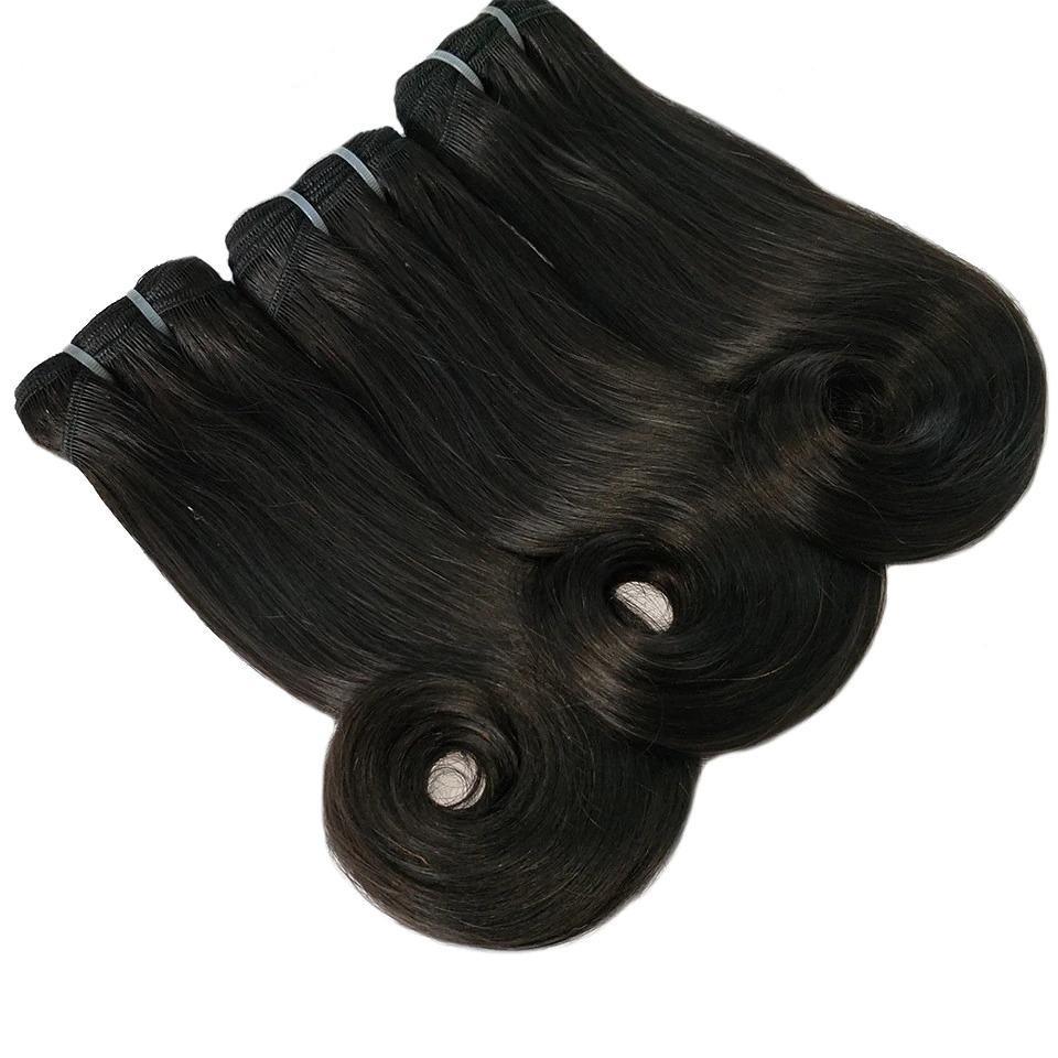 10A Grade 3/4 Straight Curve Fumi Human Hair bundles with 4x4 Closures