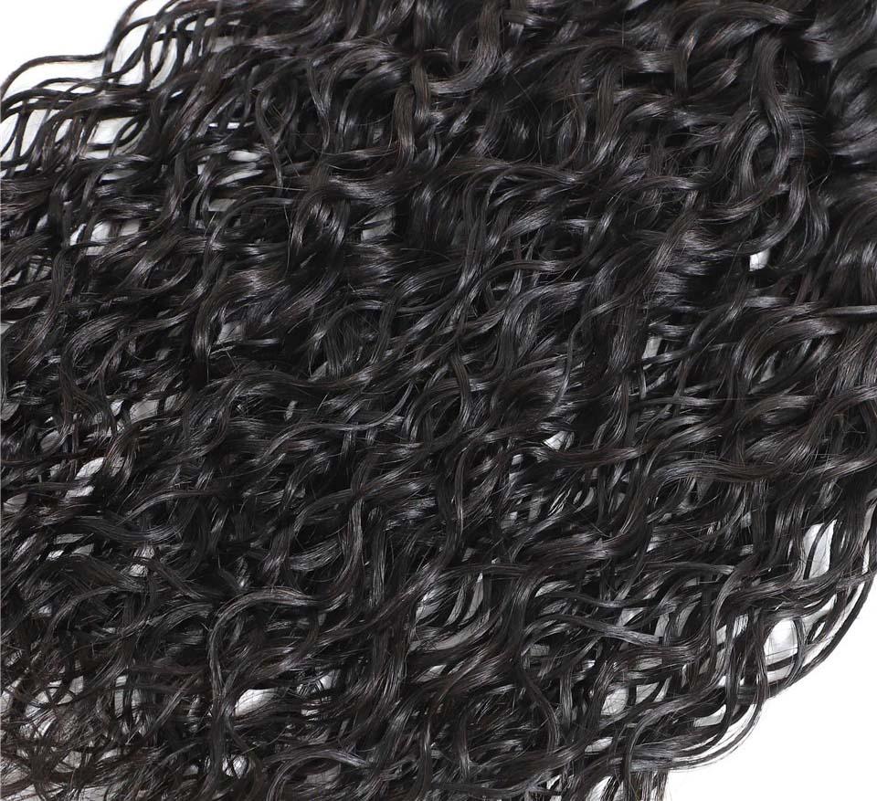 10A Grade 3/4 Water Wave Human Hair bundles with  4x4 Closures & 13x4