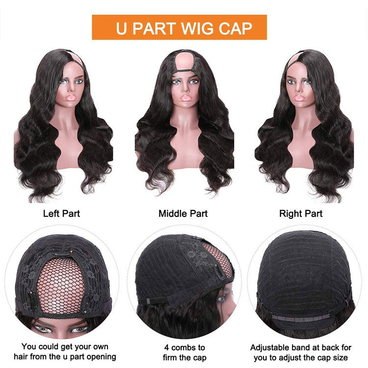 U Part Wig Body Wave Human Hair Wigs For Black Women Brazilian Remy Ha