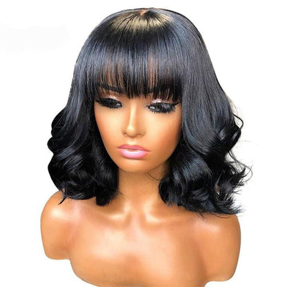 Short Bob Body Wave Human Hair Wig with Bang