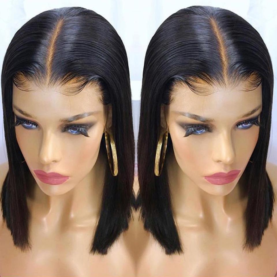 180% Density Straight 4x4 Short Bob 13x4 Lace Front Human Hair Wig