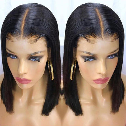 180% Density Straight 4x4 Short Bob 13x4 Lace Front Human Hair Wig