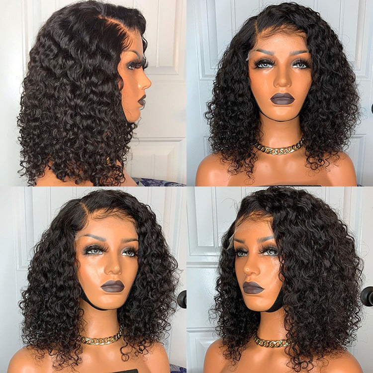 Deep Wave 180% Density 4x4 Short Bob 13x4 Lace Front Human Hair Wig